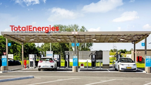 TotalEnergies public EV charging station serving electric vehicles in France